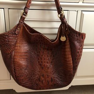 Pecan colored Brahmin handbag.  Magnet close.